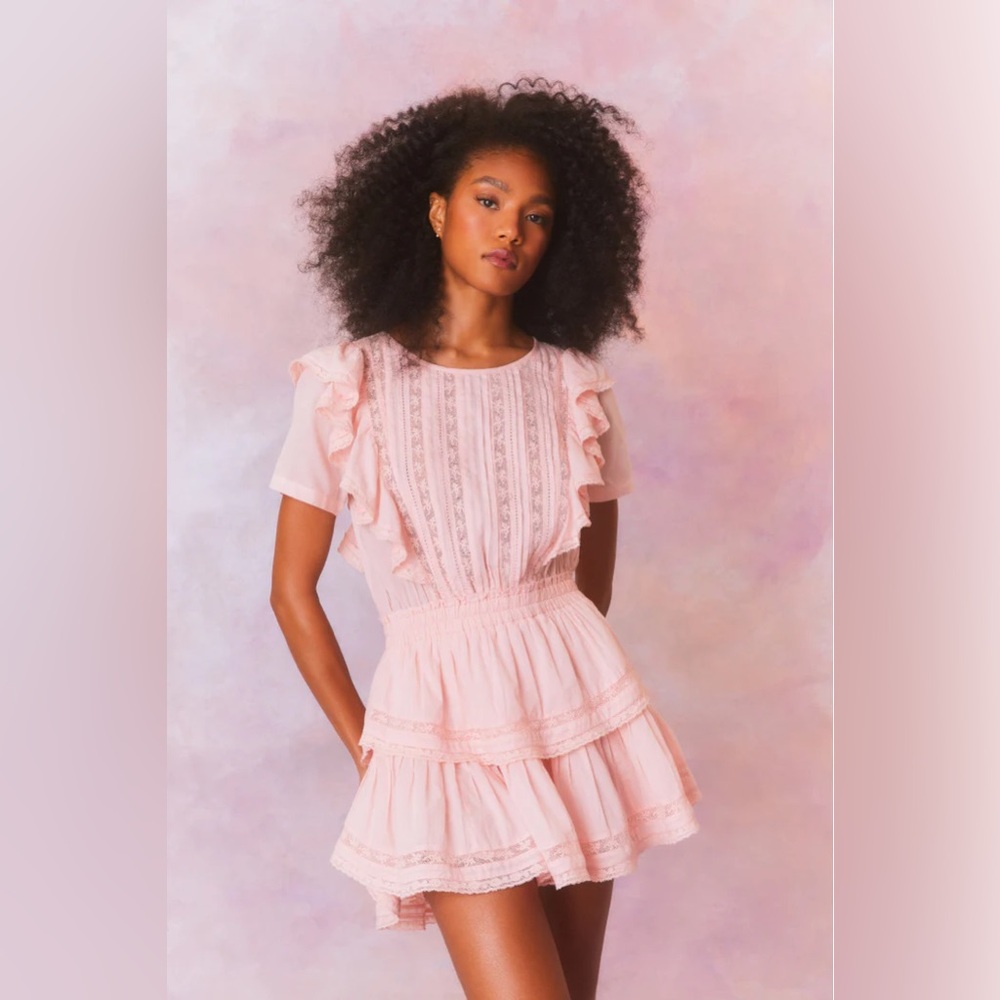 LoveShackFancy Pastel Natasha Mini Dress color- bellerose pink